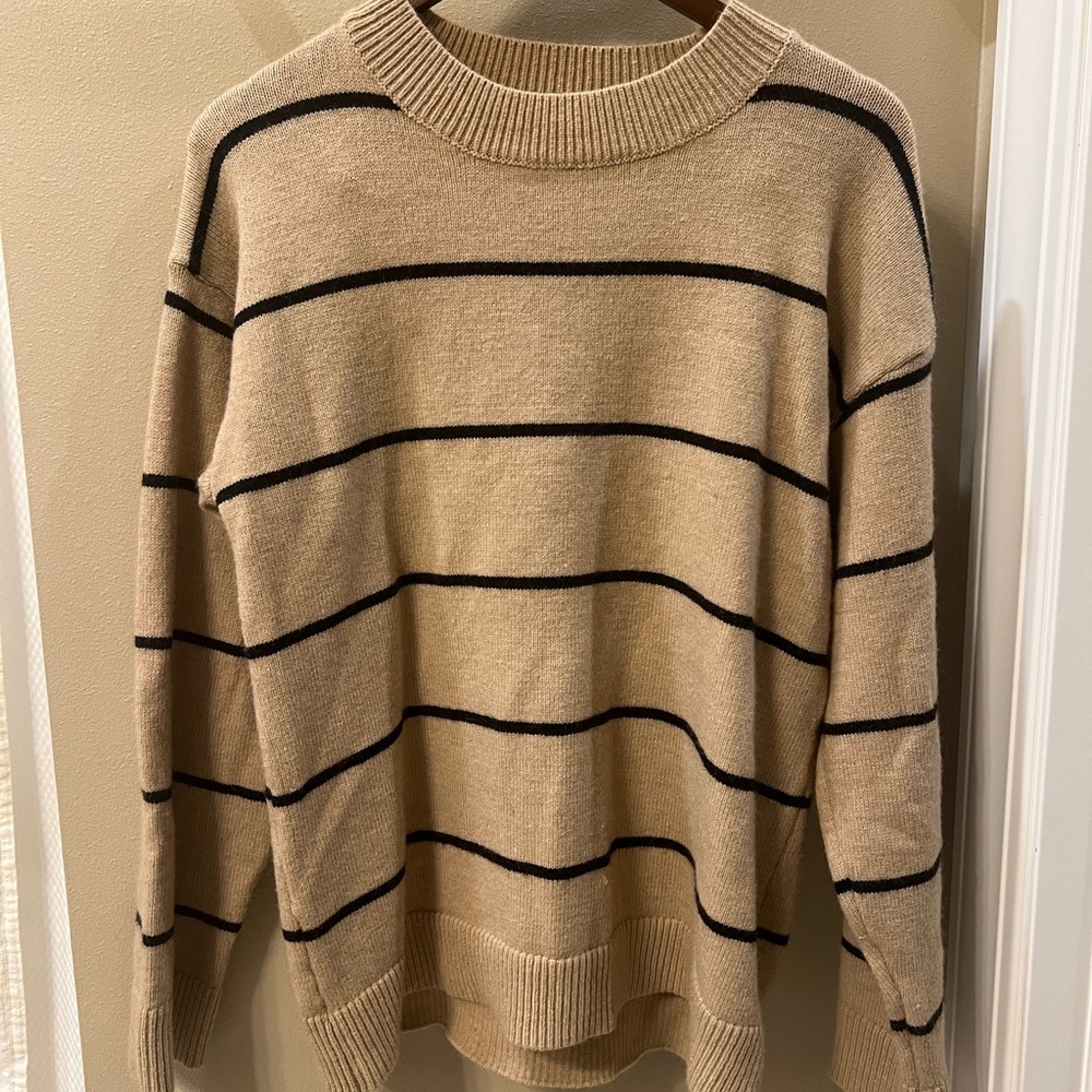 Shop Stevie Striped Tan and Black Sweater